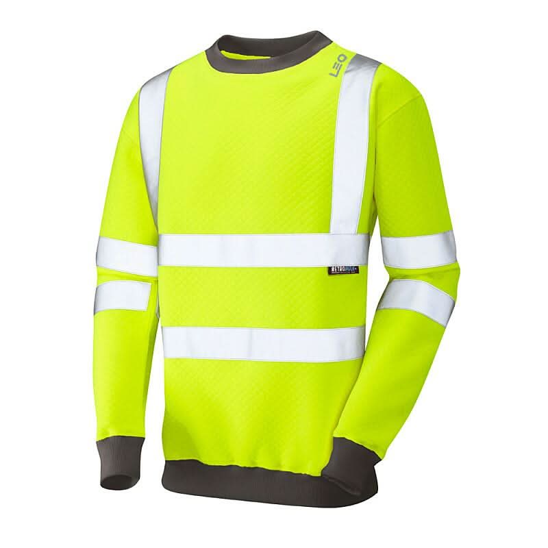Leo Winkleigh ISO 20471 Class 3 Crew Neck Sweatshirt SS05 - Yellow - Customisable Sweatshirts