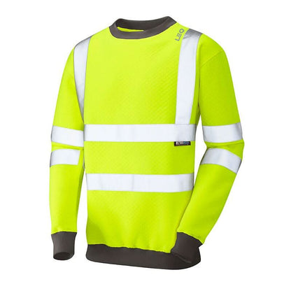 Leo Winkleigh ISO 20471 Class 3 Crew Neck Sweatshirt SS05 - Yellow - Customisable Sweatshirts