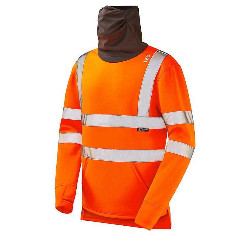 Leo COMBESGATE ISO 20471 Class 3 Snood Sweatshirt SS06 - Orange - Customisable Sweatshirts