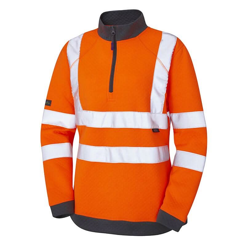 Leo ELBERRY ISO 20471 Cl 2 Womens 14 Zip Sweatshirt SSL01 - Orange - Customisable Sweatshirts