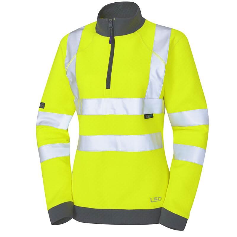 Leo ELBERRY ISO 20471 Cl 2 Womens 14 Zip Sweatshirt SSL01 - Yellow - Customisable Sweatshirts
