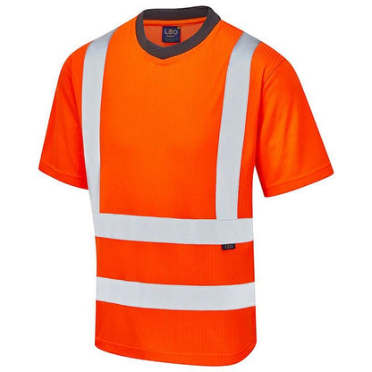 Leo Newport ISO 20471 Class 2 Comfort EcoVizPB T Shirt T01 - Orange - Customisable Hi-Vis T-Shirts