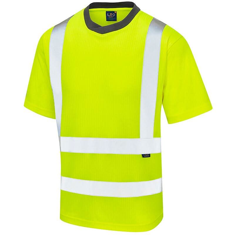Leo Newport ISO 20471 Class 2 Comfort EcoVizPB T Shirt T01 - Yellow - Customisable Hi-Vis T-Shirts