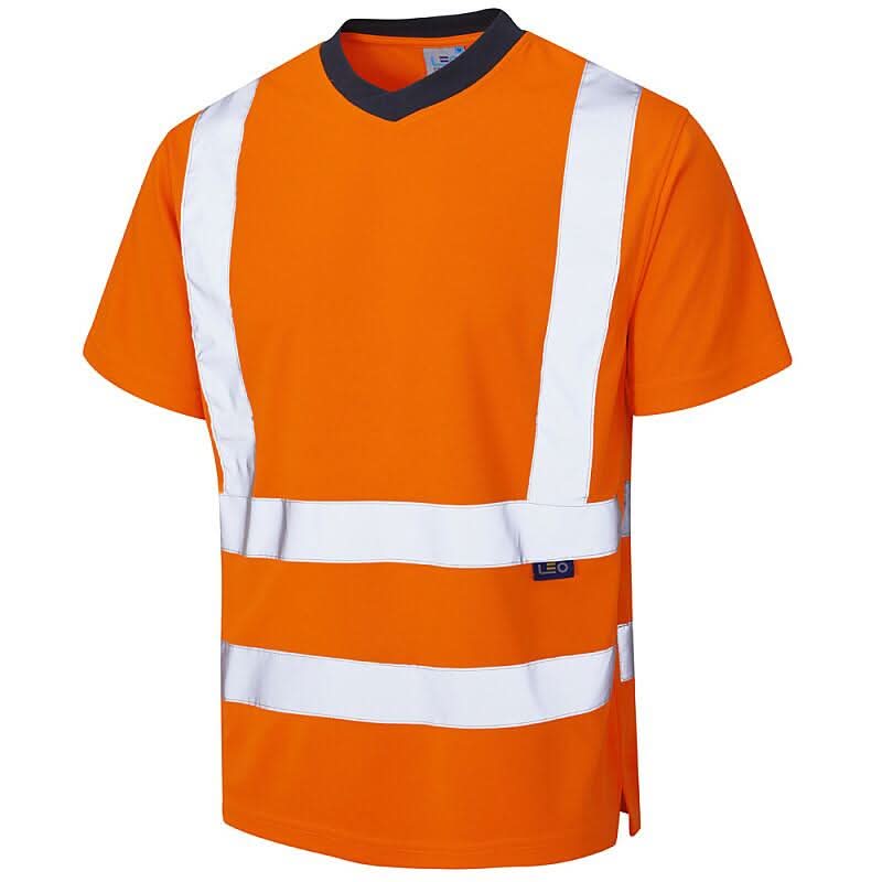 Leo Braunton ISO 20471 Class 2 Coolviz EcoVizRP T Shirt T02 - Orange - Customisable Hi-Vis T-Shirts