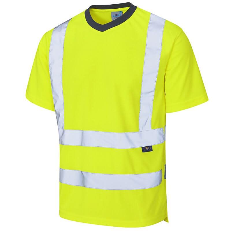 Leo Braunton ISO 20471 Class 2 Coolviz EcoVizRP T Shirt T02 - Yellow - Customisable Hi-Vis T-Shirts