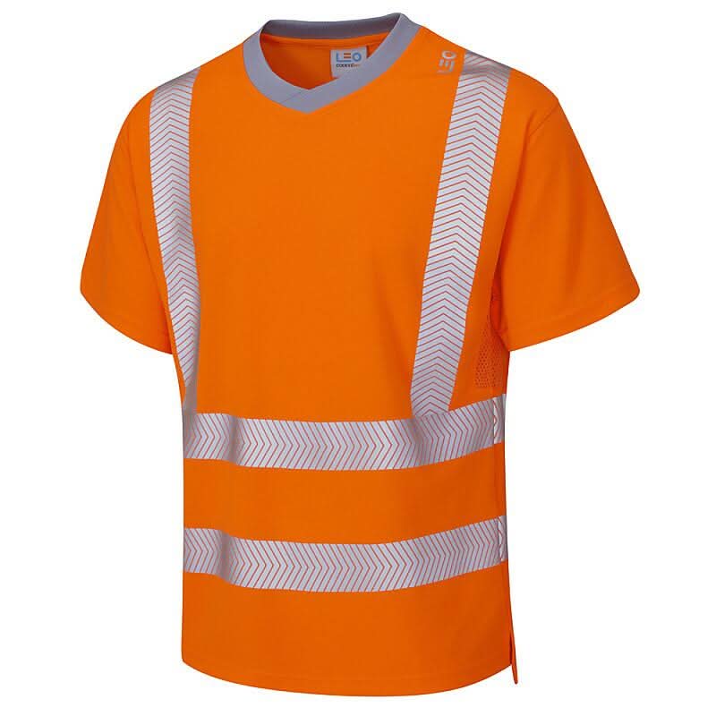 Leo Larkstone ISO 20471 Class 2 Coolviz Plus T Shirt T03 - Orange - Customisable Hi-Vis T-Shirts