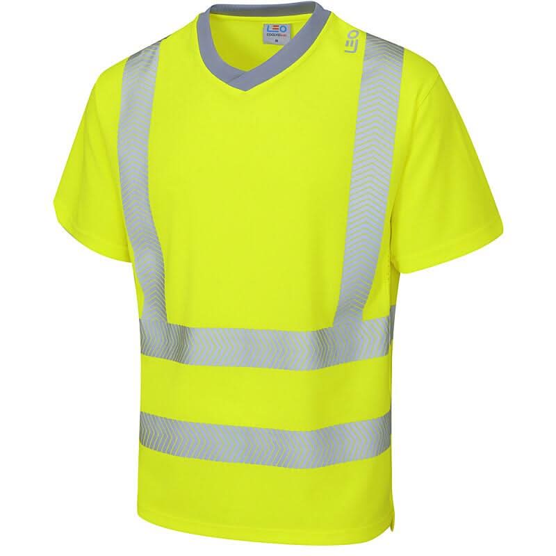 Leo Larkstone ISO 20471 Class 2 Coolviz Plus T Shirt T03 - Yellow - Customisable Hi-Vis T-Shirts