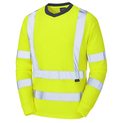 Leo RIVERTON ISO 20471 Class 3 Comfort EcoViz PB Sleeved T Shirt T05 - Yellow - Customisable Hi-Vis T-Shirts