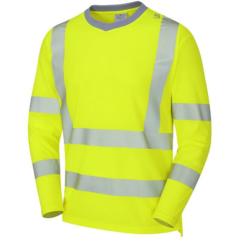 Leo Capstone ISO 20471 Class 3 Coolviz Plus Sleeved T Shirt T08 - Yellow - Customisable Hi-Vis T-Shirts