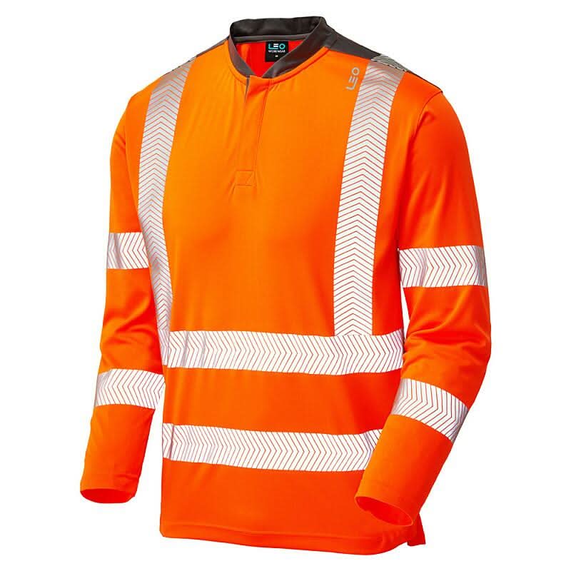 Leo Watermouth ISO 20471 Class 3 Performance Sleeved T Shirt T13 - Orange - Customisable Hi-Vis T-Shirts