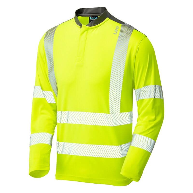 Leo Watermouth ISO 20471 Class 3 Performance Sleeved T Shirt T13 - Yellow - Customisable Hi-Vis T-Shirts