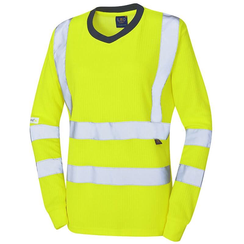 Leo LYDFORD ISO 20471 Cl 3 Comfort Womens Sleeved T Shirt TL05 - Yellow - Customisable Hi-Vis T-Shirts