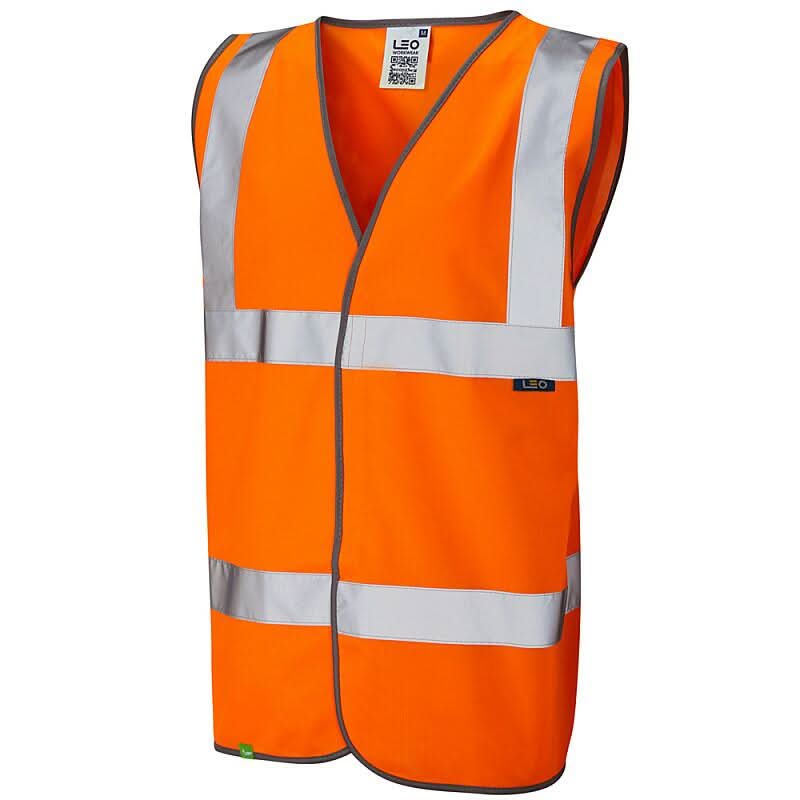 Leo Tarka ISO 20471 Class 2 Waistcoat W01 - Orange - Customisable Hi-Vis Vest