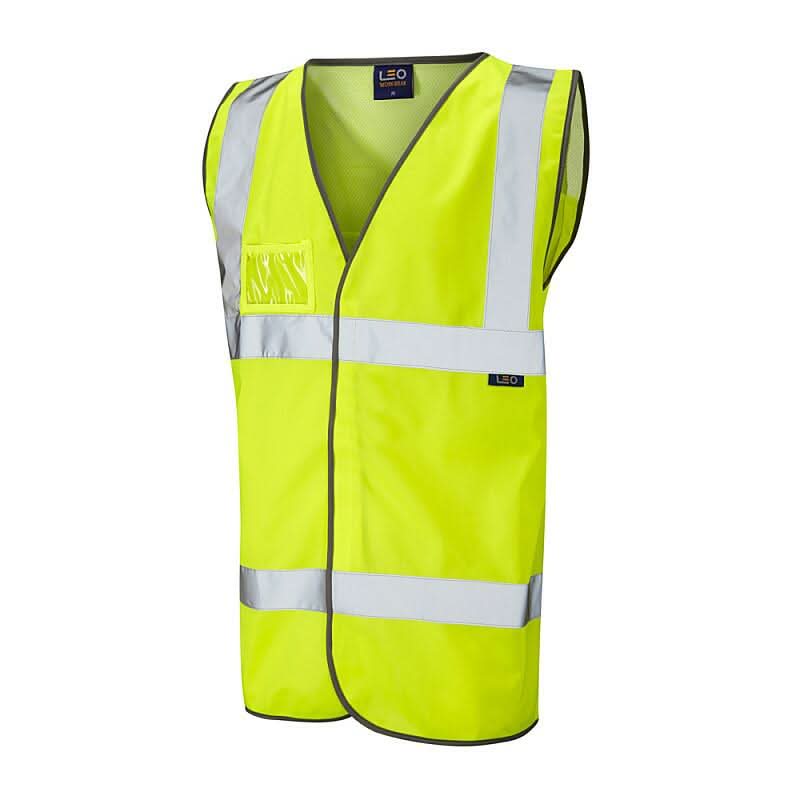 Leo Velator ISO 20471 Class 2 Mesh Back Waistcoat W03 - Yellow - Customisable Hi-Vis Vest