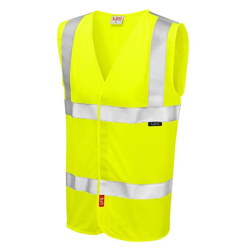 Leo Milford ISO 20471 Class 2 LFS Waistcoat W08 - Yellow - Customisable Hi-Vis Vest