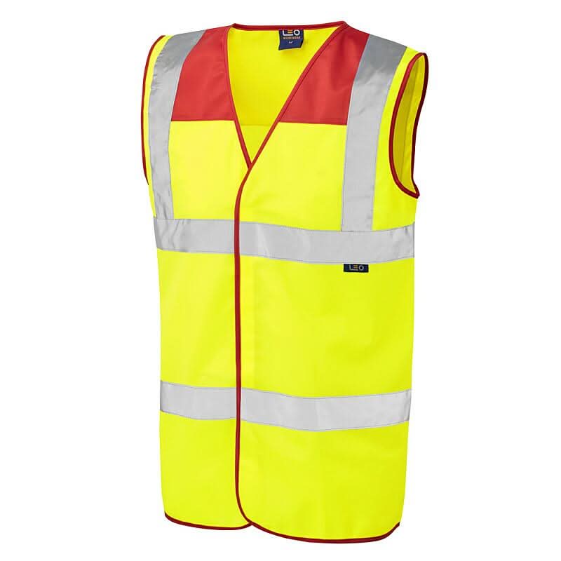 Leo Bradworthy ISO 20471 Class 2 Yoke Waistcoat W09 - Red - Customisable HV Vest