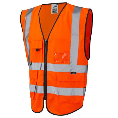Leo Lynton ISO 20471 Class 2 Superior Waistcoat W11 - Orange - Customisable Hi-Vis Vest