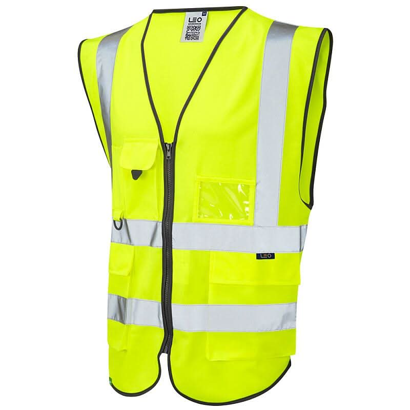 Leo Lynton ISO 20471 Class 2 Superior Waistcoat W11 - Yellow - Customisable Hi-Vis Vest
