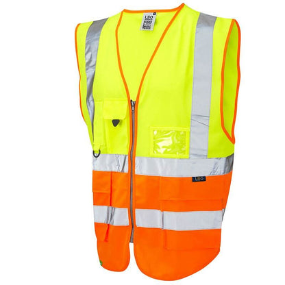 Leo Lynton ISO 20471 Class 2 Superior Waistcoat W11 - Yellow Orange - Customisable Hi-Vis Vest