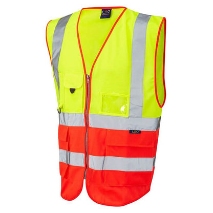 Leo Lynton ISO 20471 Class 2 Superior Waistcoat W11 - Yellow Hi Vis Red - Customisable Hi-Vis Vest