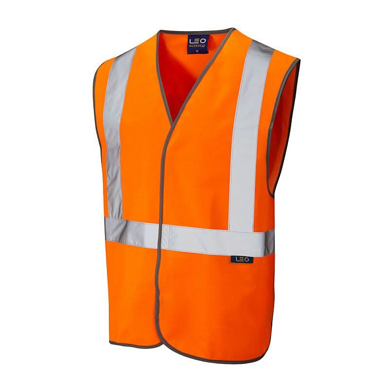 Leo Lapford ISO 20471 Class 2 Railway Hook Loop Waistcoat W14 - Orange - Customisable Hi-Vis Vest
