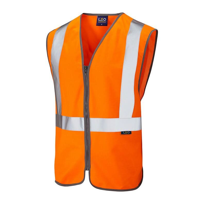 Leo Eggesford ISO 20471 Class 2 Railway Zip Waistcoat W15 - Orange - Customisable HV Vest