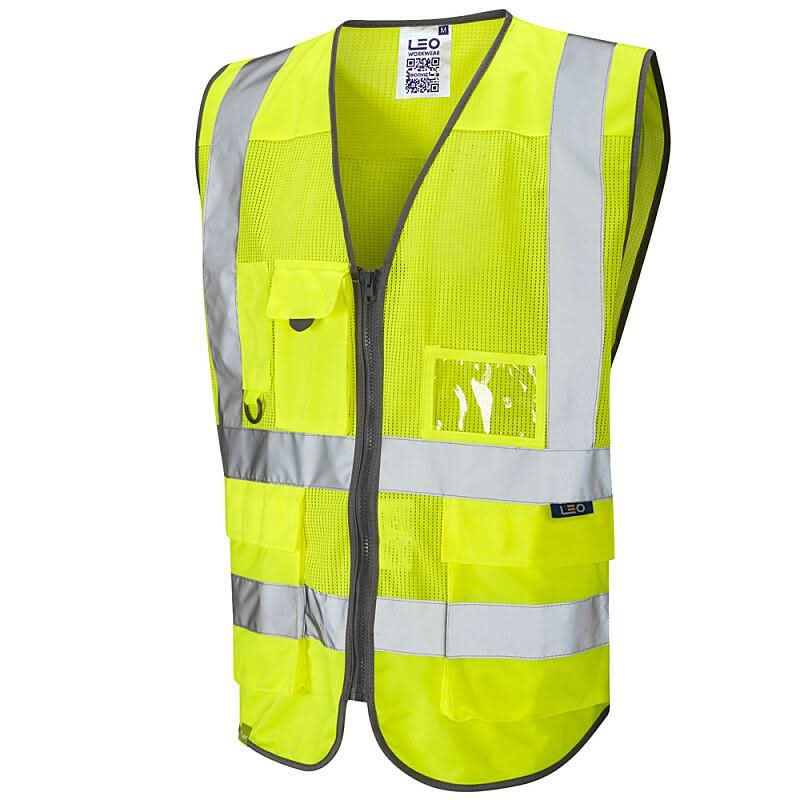Leo Cobbaton ISO 20471 Class 2 Coolviz Superior Waistcoat W20 - Yellow - Customisable HV Vest