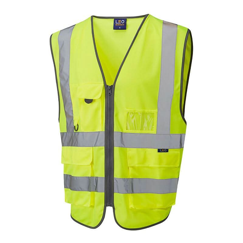 Leo Barnstaple ISO 20471 Class 2 Superior Railway Waistcoat W22 - Yellow - Customisable HV Vest