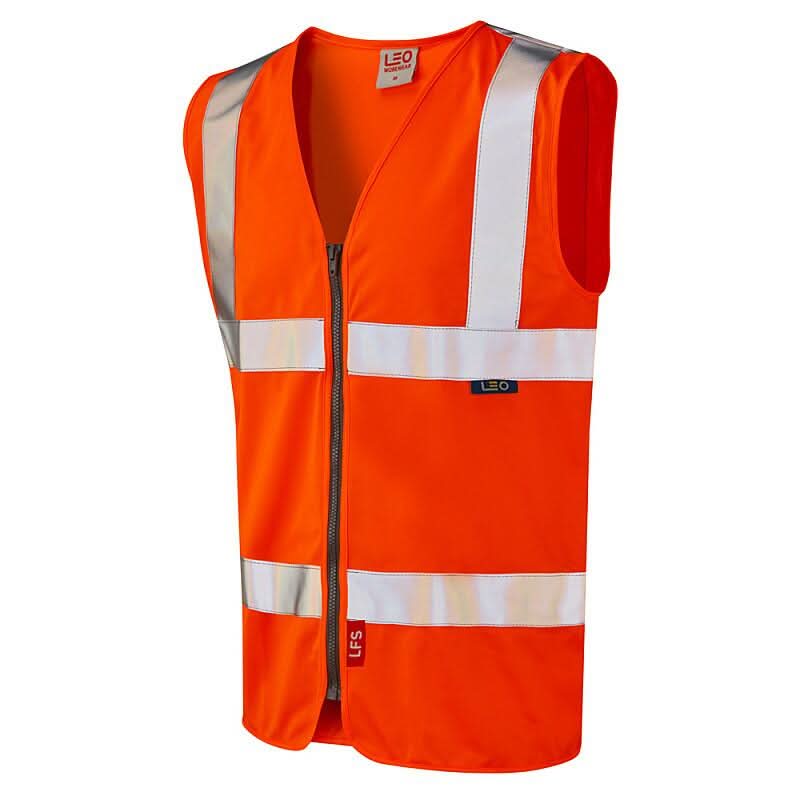 Leo Meeth ISO 20471 Class 2 LFS Waistcoat W23 - Orange - Customisable HV Vest