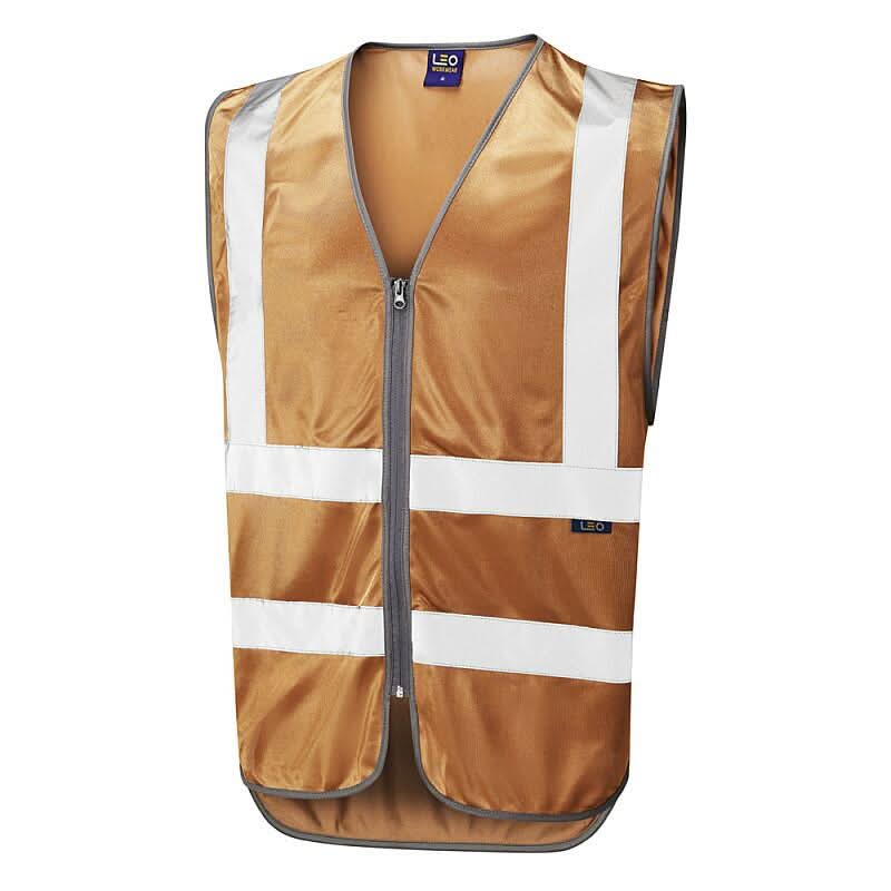 Leo Commodore Single Colour Reflective Waistcoat Non ISO 20471 W35 - Bronze - Customisable HV Vest