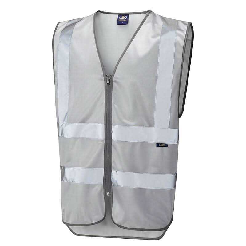 Leo Commodore Single Colour Reflective Waistcoat Non ISO 20471 W35 - Silver - Customisable Hi-Vis Vest