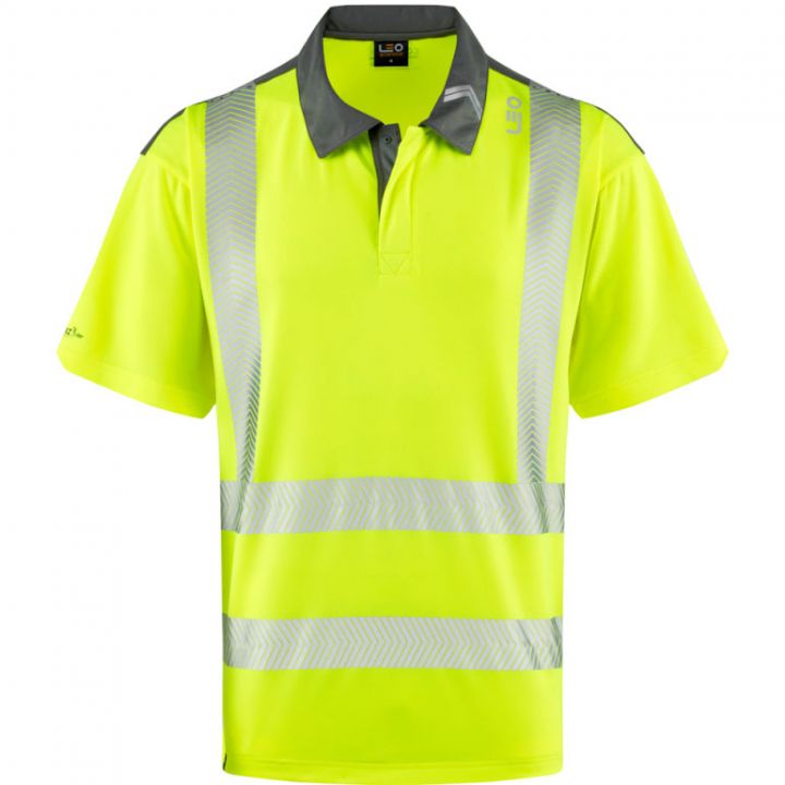 EcoViz COOLMAX High Performance Polo Shirt Trimstone P12 - HV YELLOW - Customisable Hi-Vis Polo Shirts