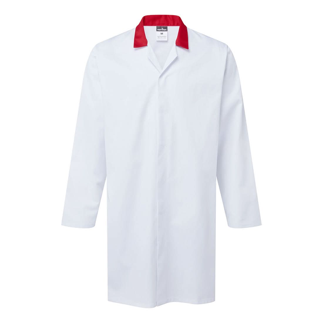 Portwest Food Industry No Pocket Coat 2210 - White Red - Customisable Jacket