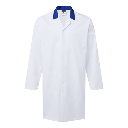Portwest Food Industry No Pocket Coat 2210 - White Royal Blue - Customisable Jacket