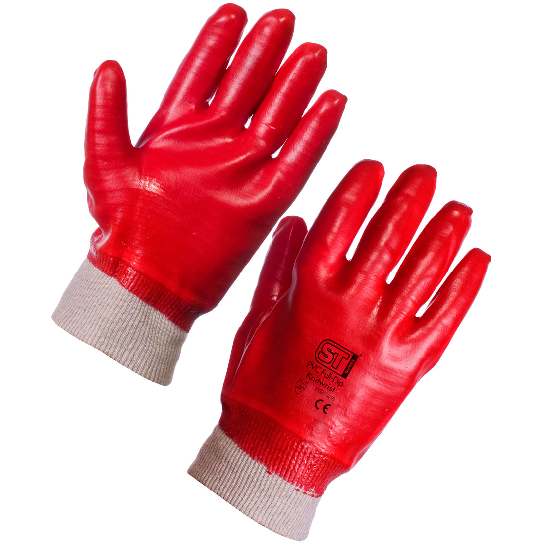 Supertouch - PVC Dip Knit Wrist - Full Dip - G33 - Red - Customisable General Handling