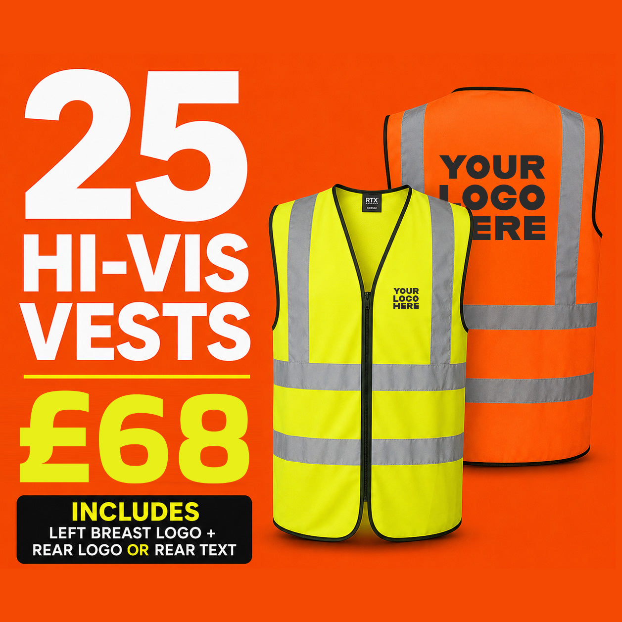 25 Hi Vis Vests - - Customisable Bundle