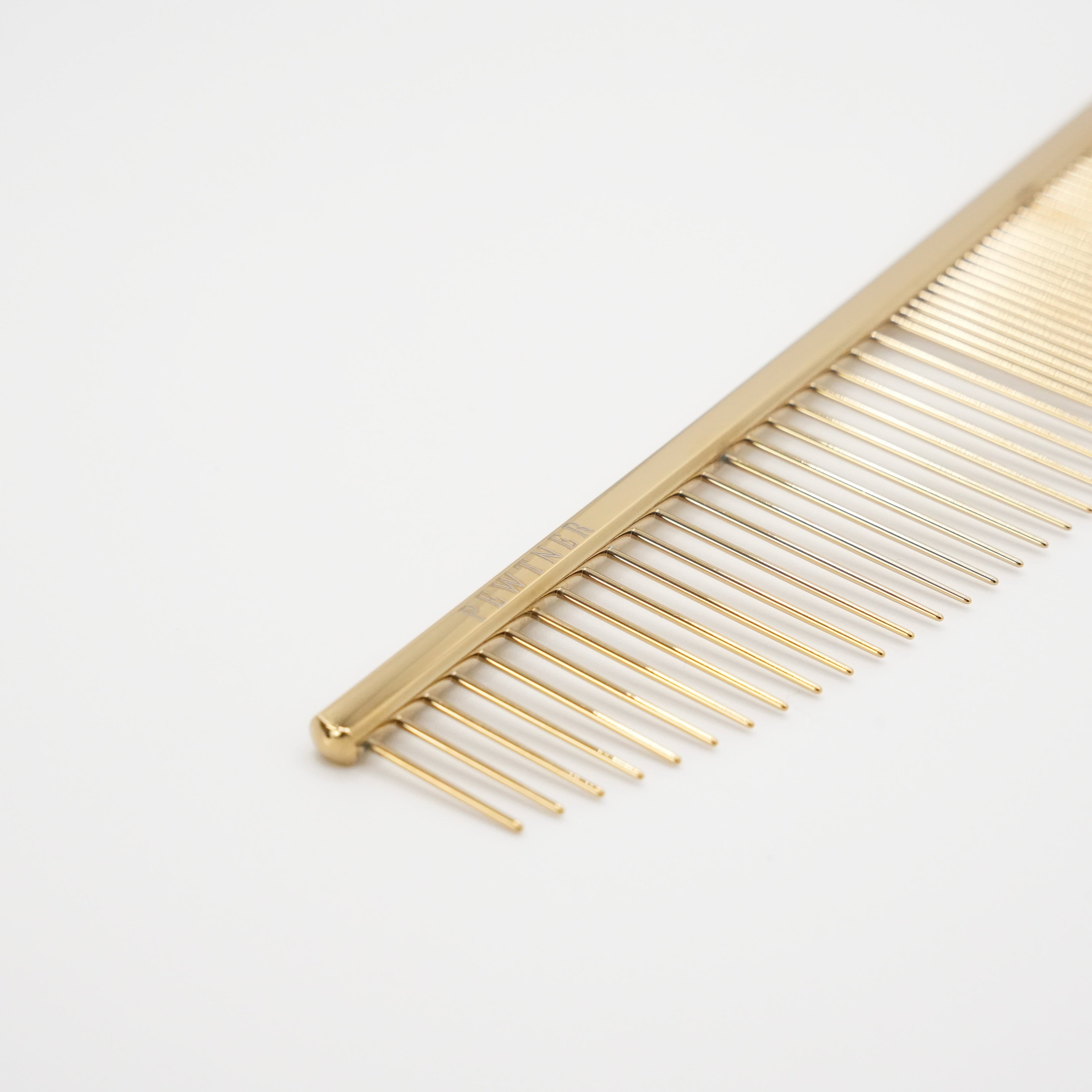 Curvacomb - Gold Dog Grooming Comb - Gold One size - Customisable Combs
