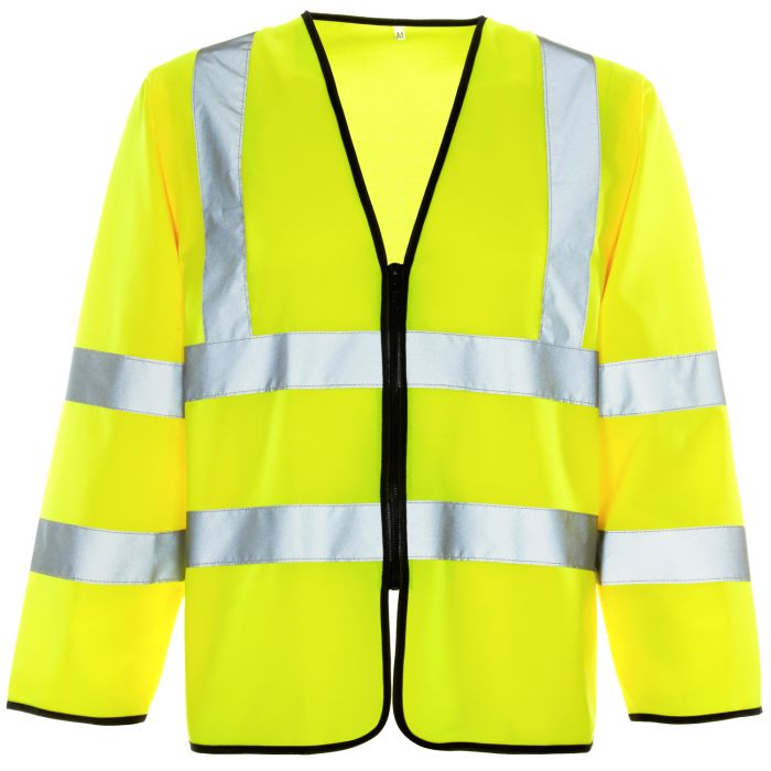 Supertouch Hi Vis Yellow Long Sleeved Zip Vest - H106 - Yellow - Customisable Vest
