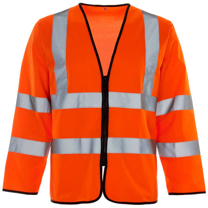 Supertouch - Hi Vis Long Sleeved Vest - Zip - H101 - Orange - Customisable Vest
