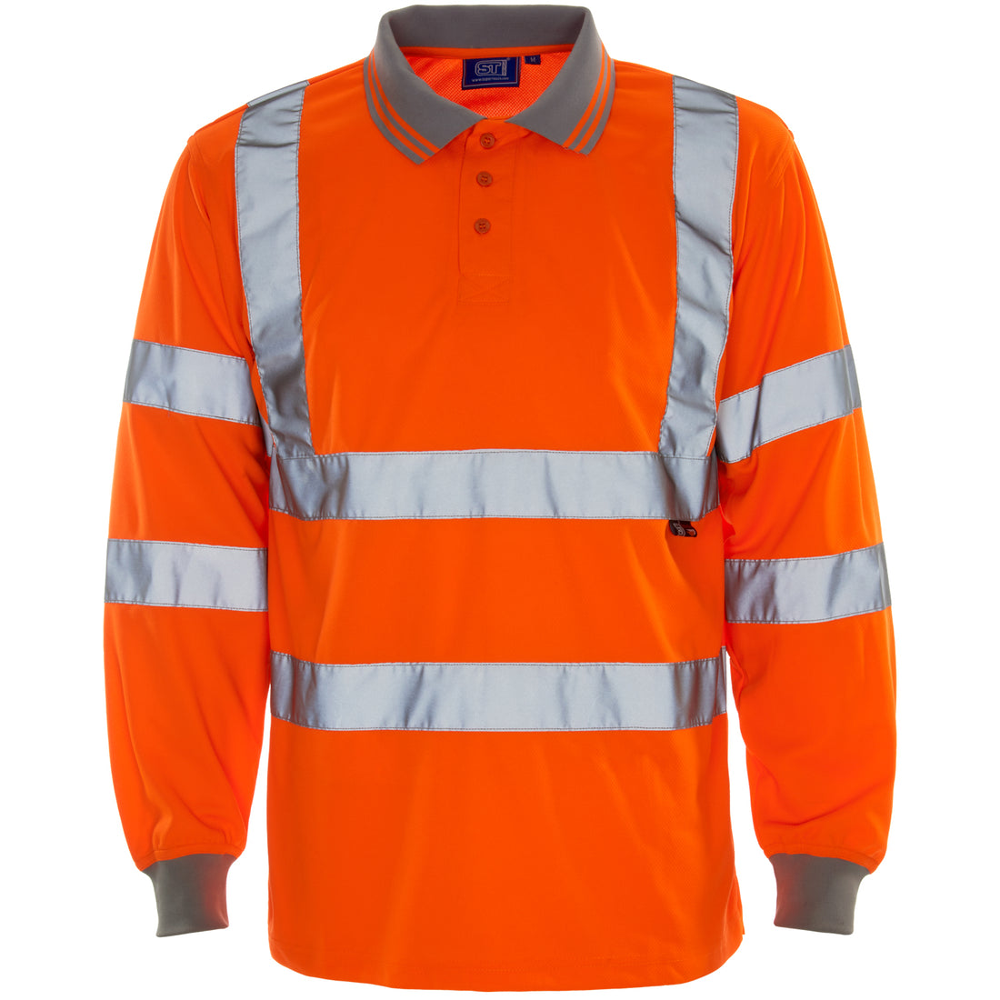 Supertouch - Hi Vis Long Sleeve Bird Eye Polo Shirt - H104 - Orange - Customisable Shirt