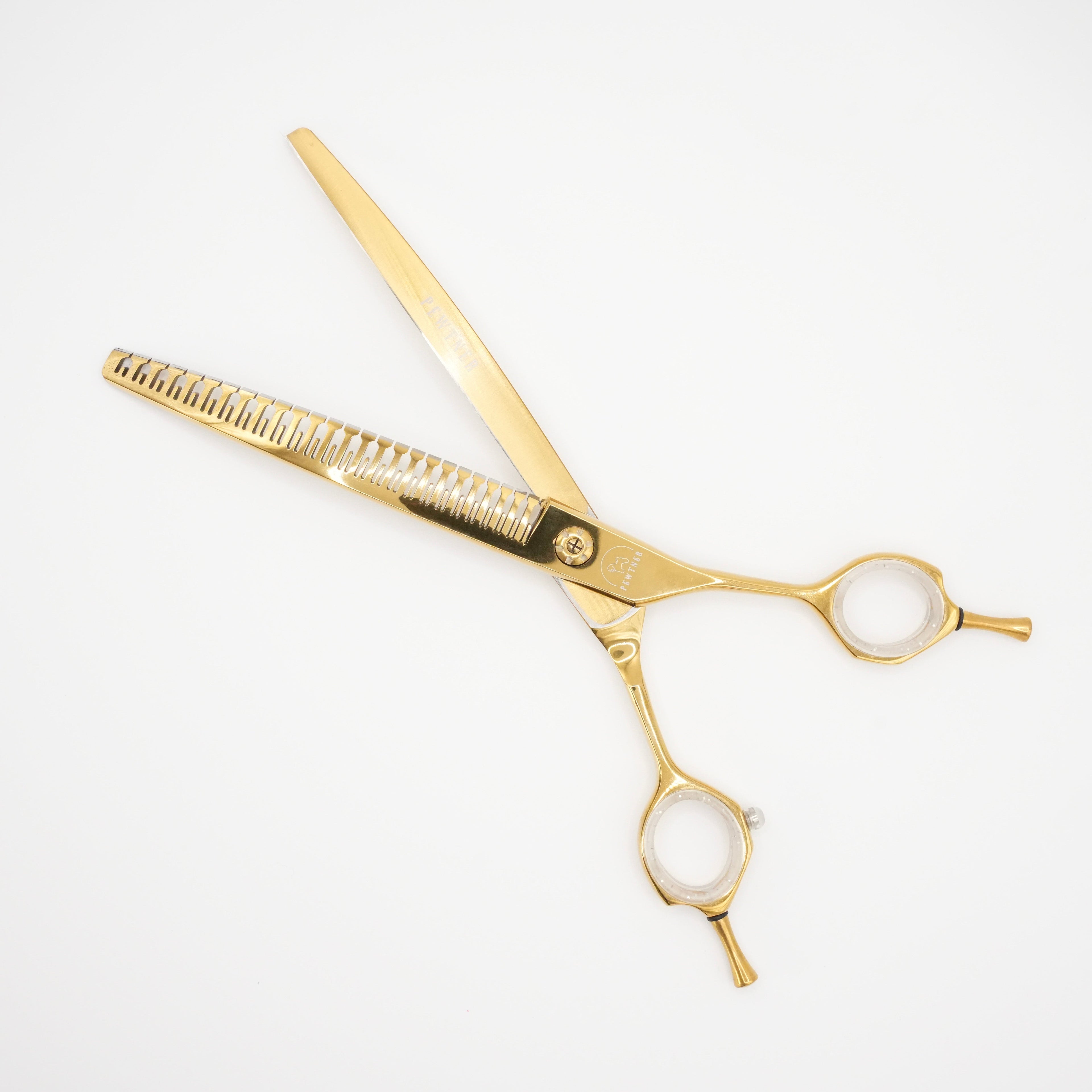 Gold Artisan Curved Chunkers - Gold Dog Grooming Scissors - Gold - Customisable Shears