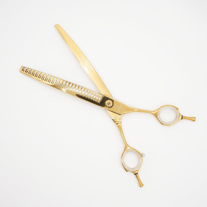 Gold Artisan Curved Chunkers - Gold Dog Grooming Scissors - Gold - Customisable Shears