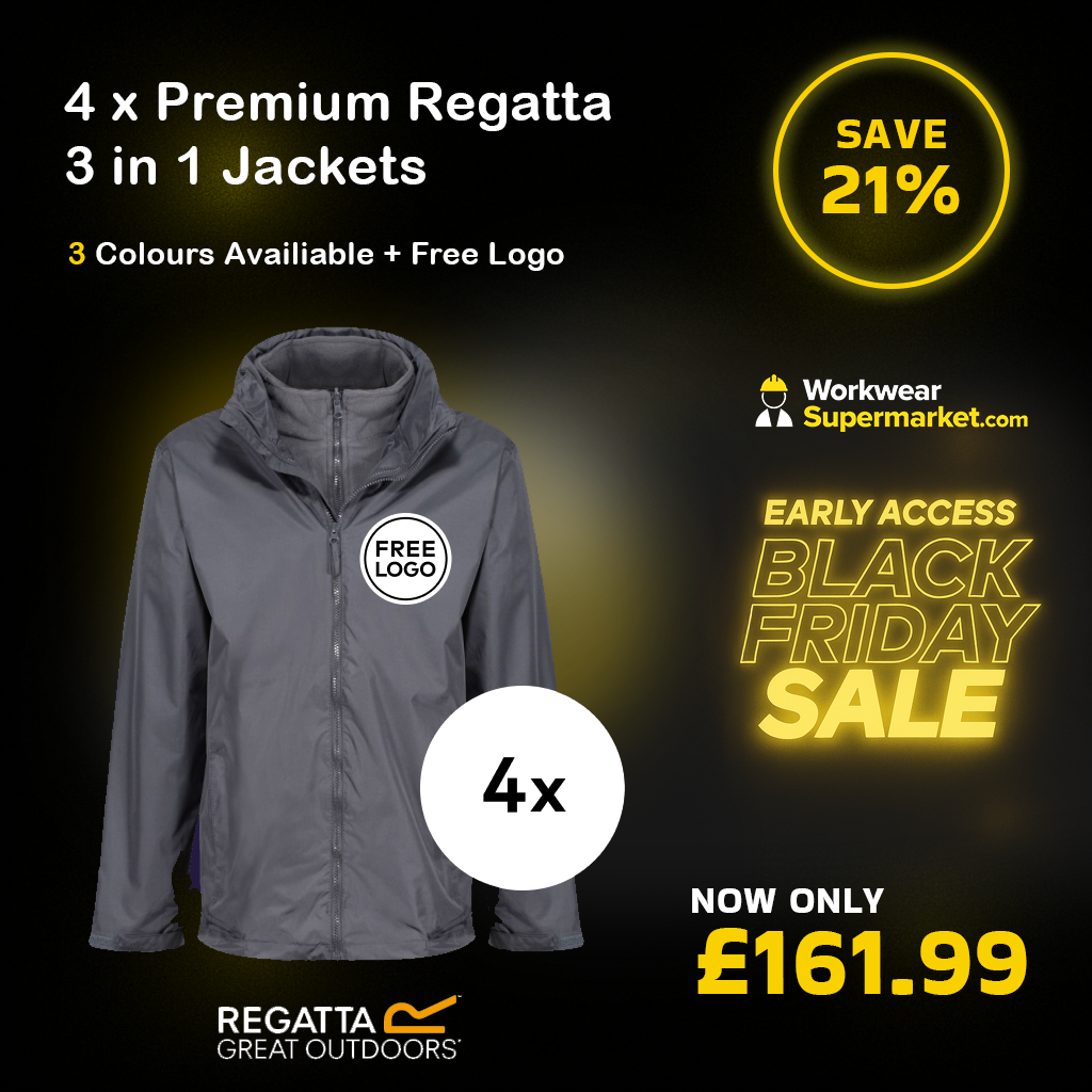 4 x Regatta Waterproof 3 In 1 Jacket + Free logo - TRA150