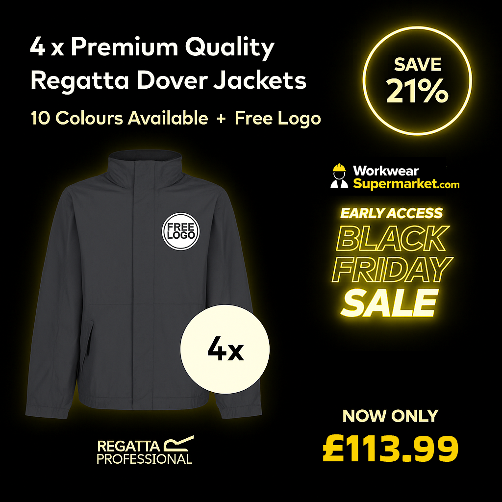 4 x Premium Quality Regatta Dover Jackets + Free Logo - RG045