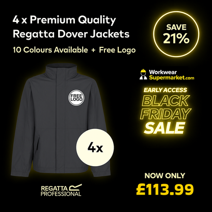4 x Premium Quality Regatta Dover Jackets + Free Logo - RG045