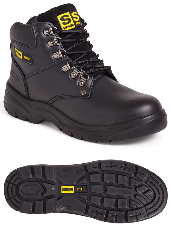 Sterling Steel - Black 6 Eye Hiker Boot - - Customisable Footwear