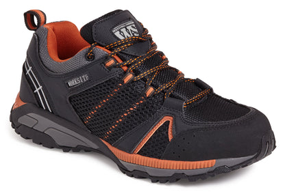 Work Site SS607SM /Orange Sports Safety Trainer Black - Black - Customisable Footwear