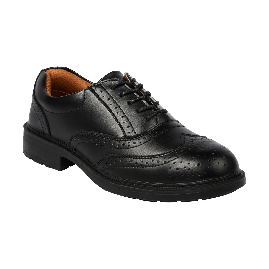 City Knights - Black Brogue Safey Shoe - Black - Customisable Footwear