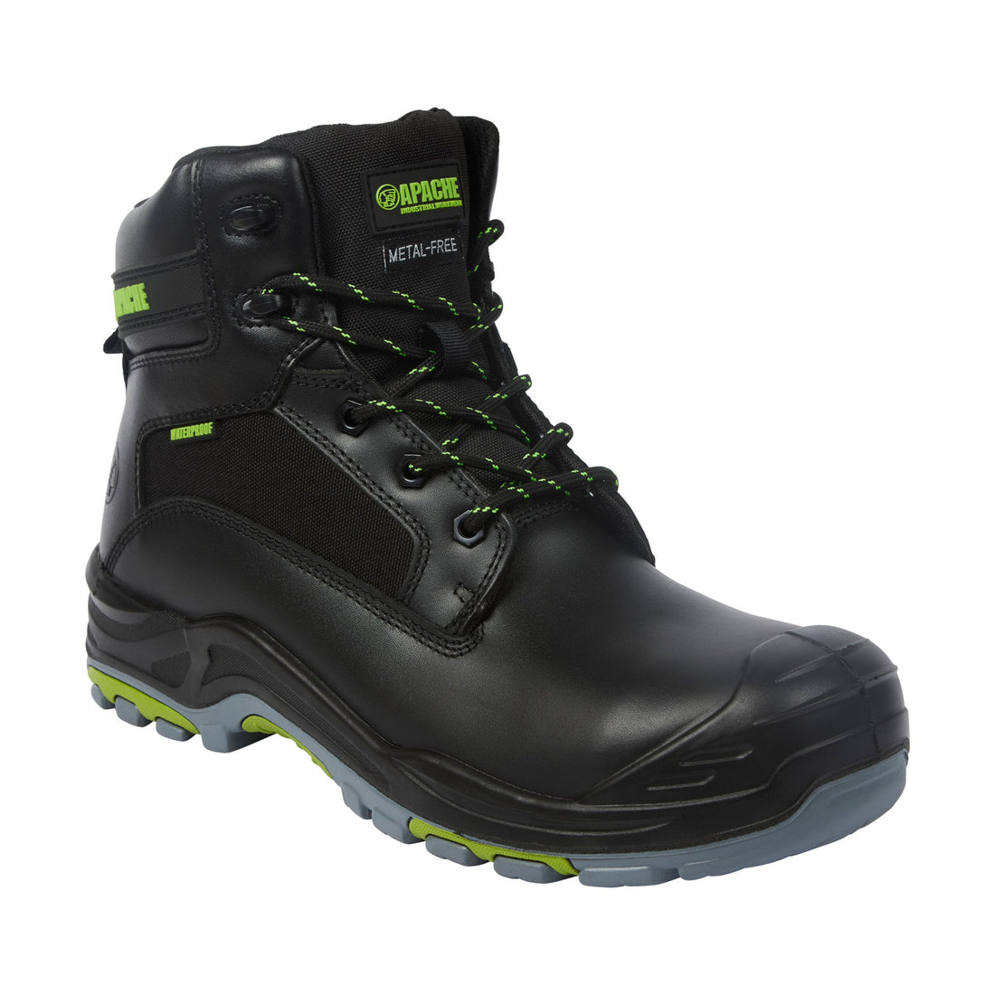 Apache - Black Metal Free Waterproof Safety Boot - Black - Customisable Boots