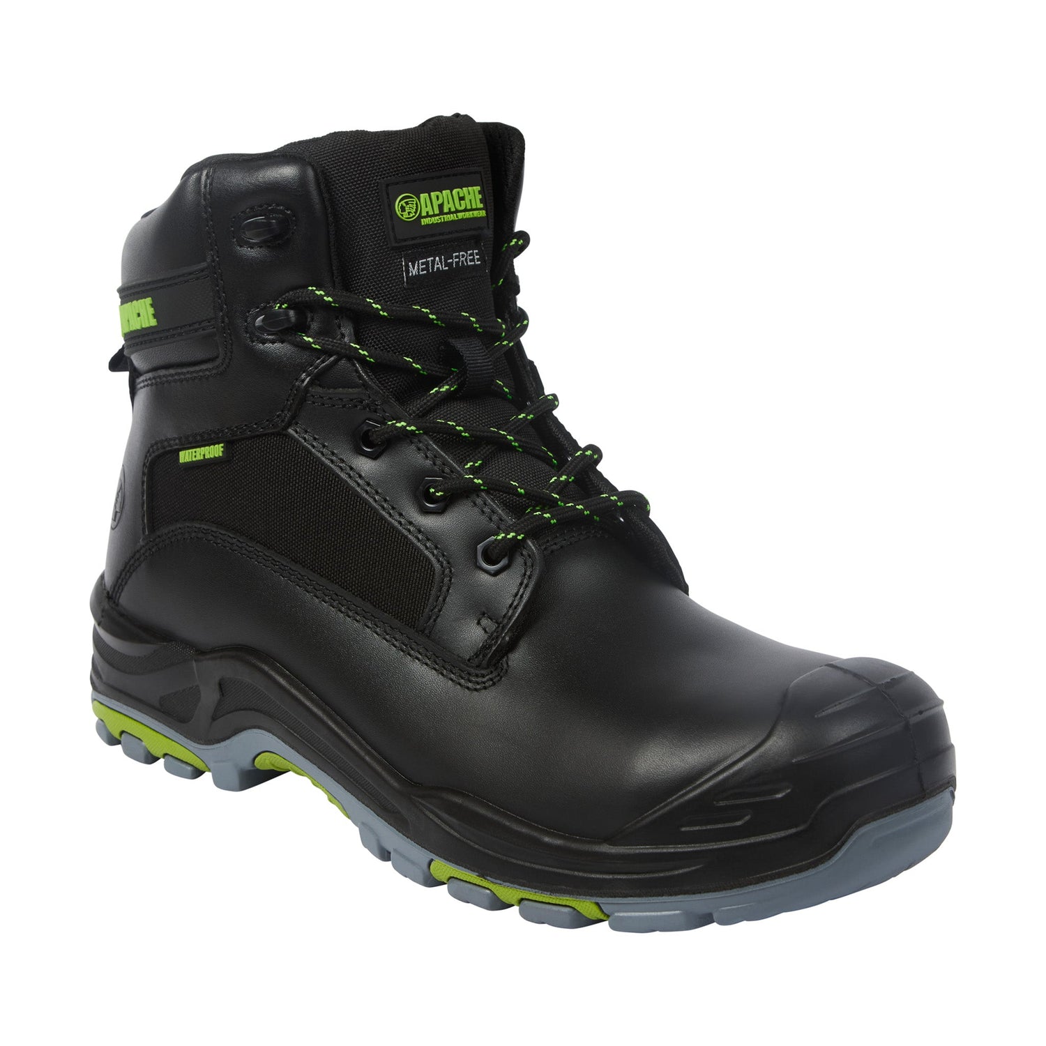 Apache - Black Metal Free Waterproof Safety Boot - Black - Customisable Boots